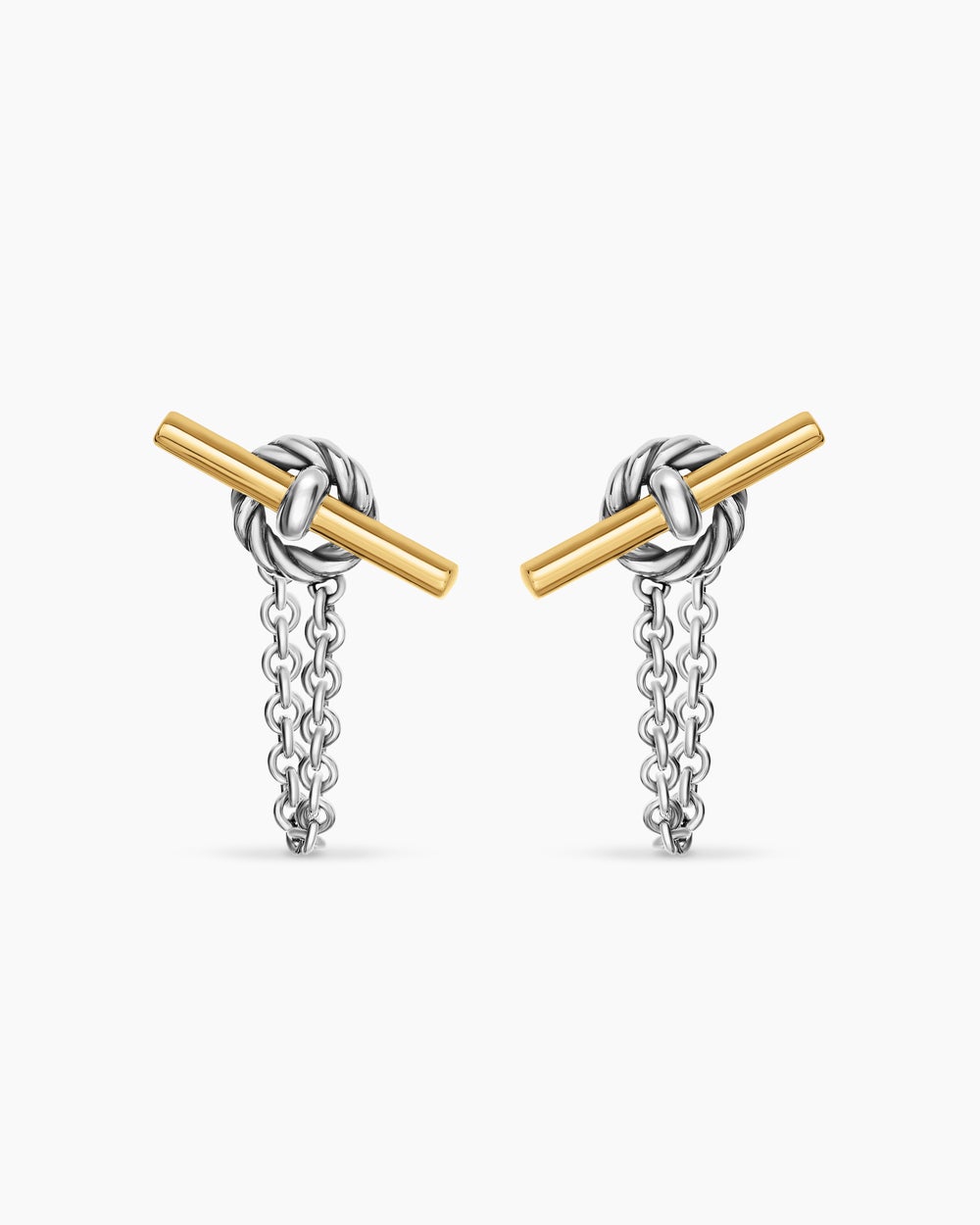 Womens DY Mercer® Petite Toggle Chain Stud Earrings in Sterling Silver with 18K Yellow Gold, 38.2mm