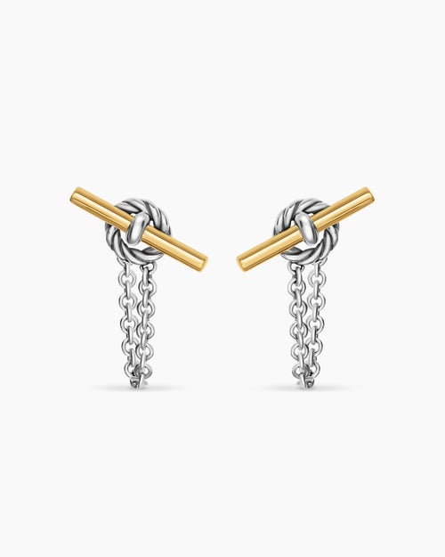 Womens DY Mercer® Petite Toggle Chain Stud Earrings in Sterling Silver with 18K Yellow Gold, 38.2mm