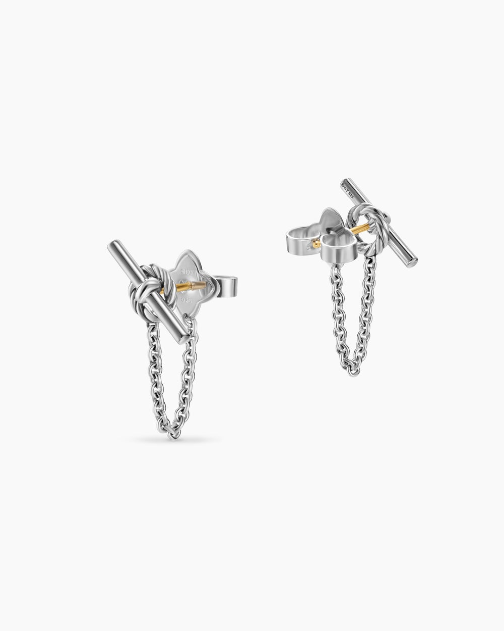 Clous d’oreilles à petite chaîne avec fermoir en T DY Mercer® en argent sterling, 38,2 mm femmes