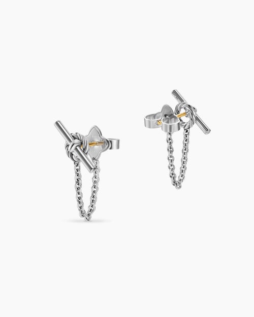 Womens DY Mercer® Petite Toggle Chain Stud Earrings in Sterling Silver, 38.2mm