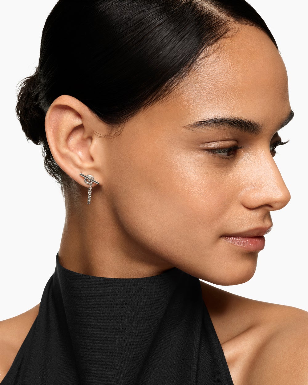 Clous d’oreilles à petite chaîne avec fermoir en T DY Mercer® en argent sterling, 38,2 mm femmes