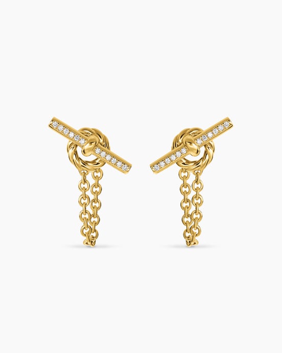 DY Mercer® Petite Toggle Chain Stud Earrings in 18K Yellow Gold with Diamonds, 38.2mm