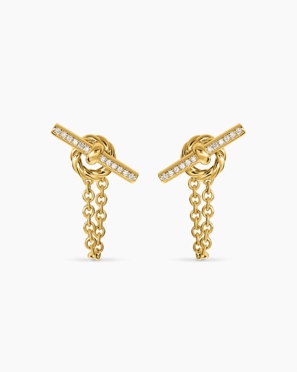 DY Mercer® Petite Toggle Chain Stud Earrings in 18K Yellow Gold with Diamonds, 38.2mm