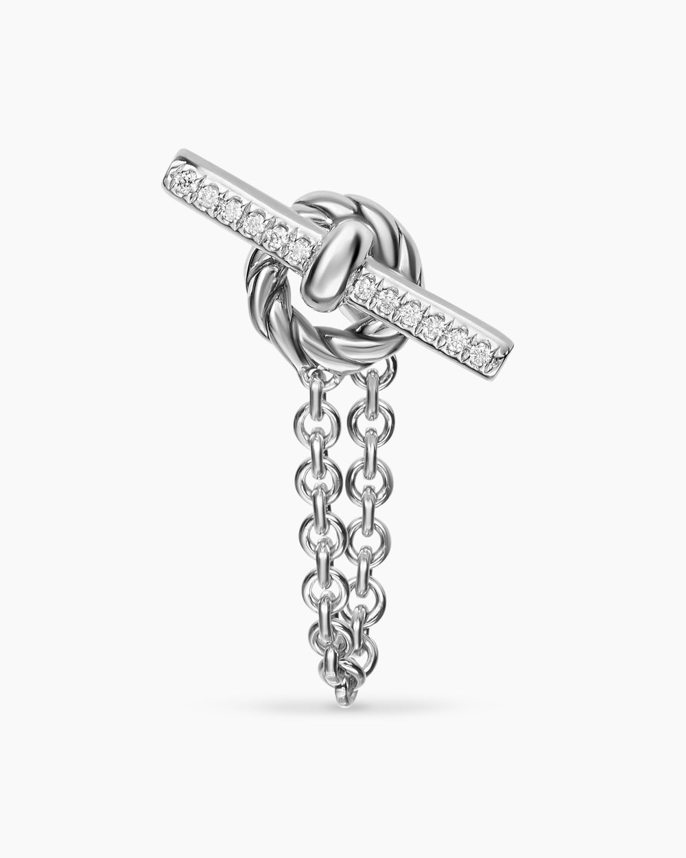 Womens DY Mercer® Petite Toggle Chain Stud Earrings in Sterling Silver with Diamonds, 38.2mm