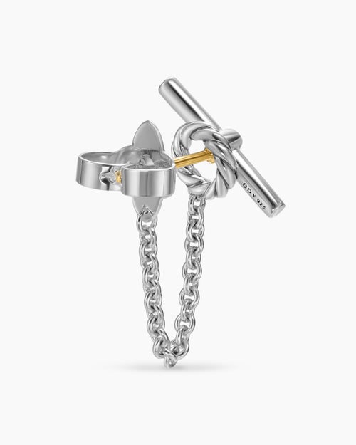 Womens DY Mercer® Petite Toggle Chain Stud Earrings in Sterling Silver with Diamonds, 38.2mm