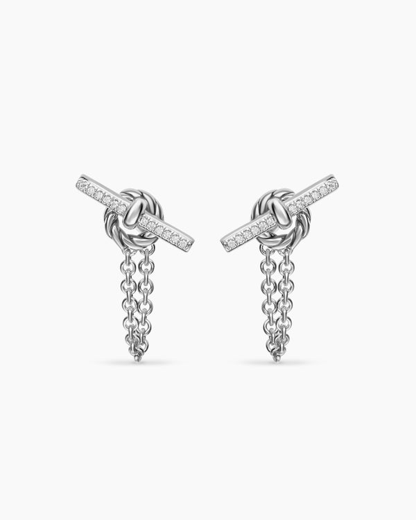 DY Mercer® Petite Toggle Chain Stud Earrings in Sterling Silver with Diamonds, 38.2mm