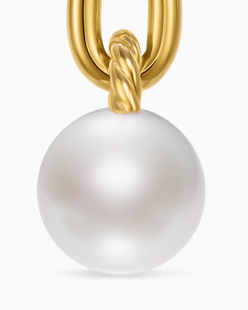 Womens DY Madison® Pearl Drop Earrings in 18ct Yellow Gold, 32mm