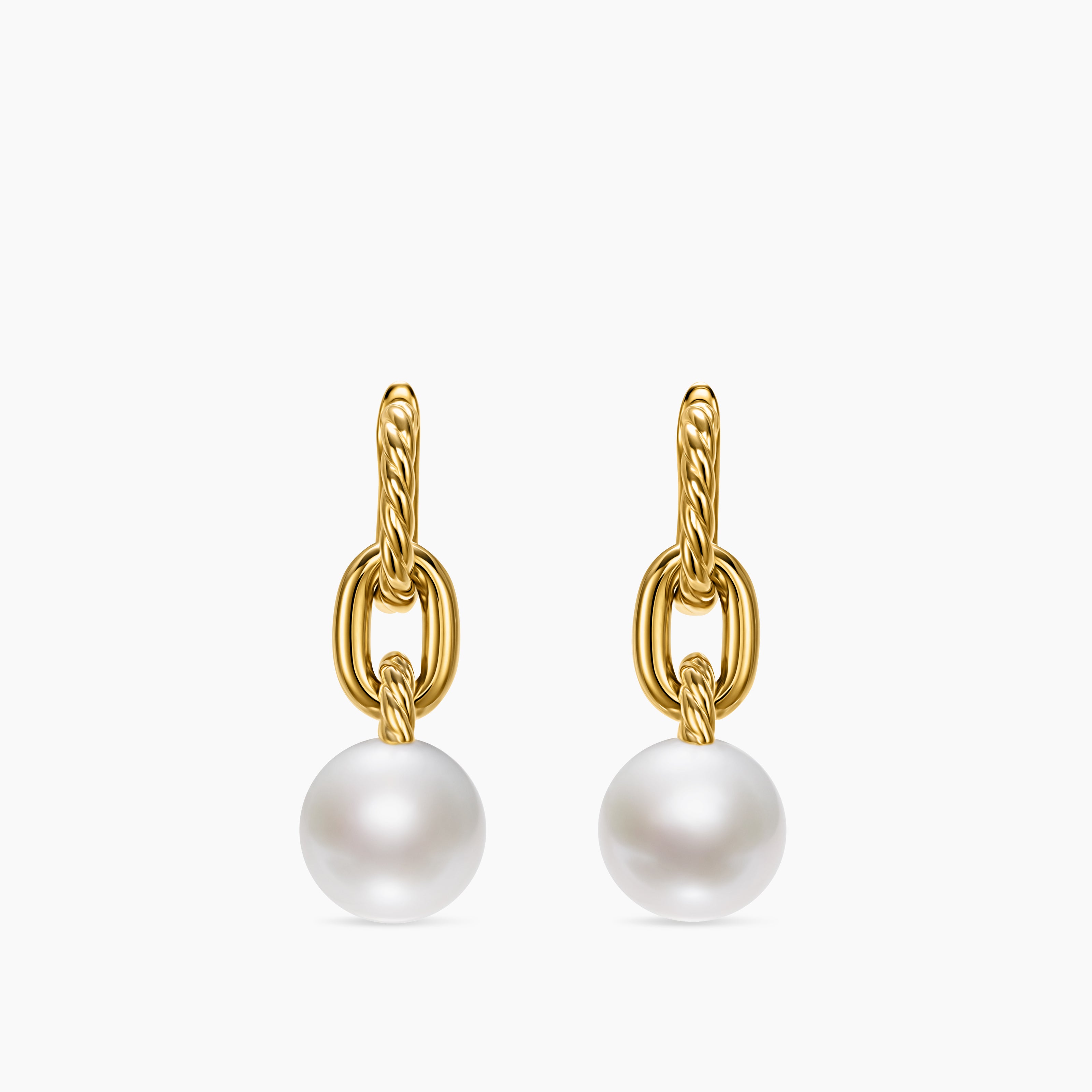 Womens DY Madison&reg; Pearl Drop Earrings in 18K Yellow Gold, 32mm