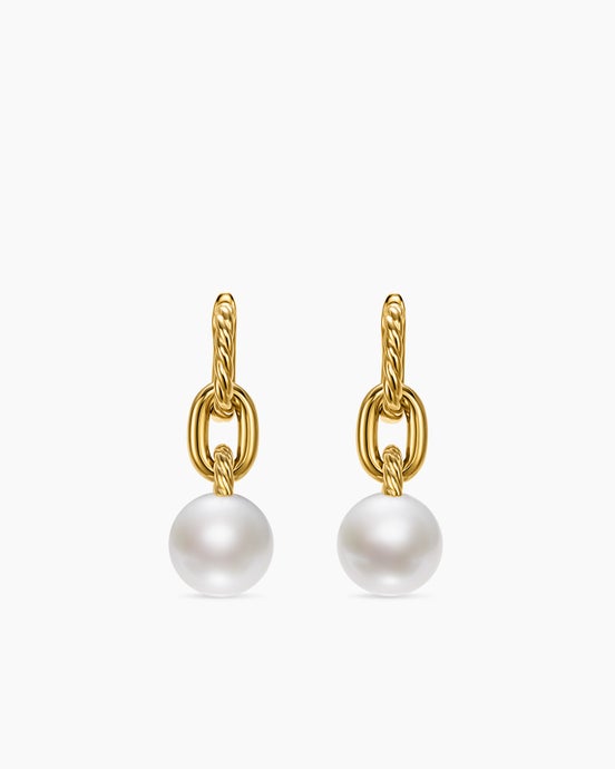 DY Madison® Pearl Drop Earrings in 18ct Yellow Gold, 32mm