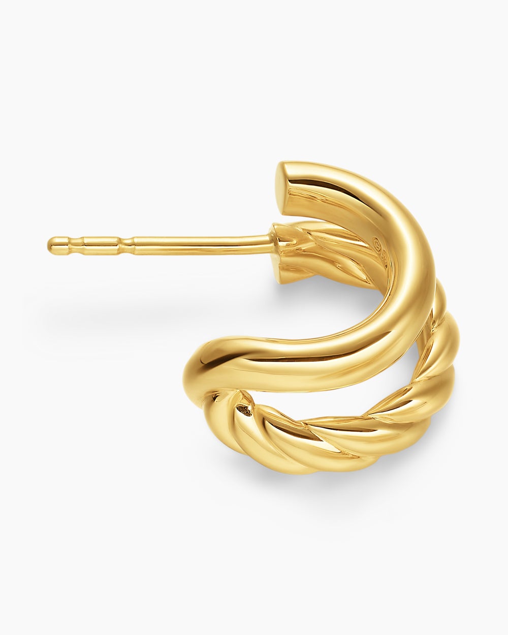 Womens DY Mercer® Double Hoop Huggie Earrings in 18ct Yellow Gold, 13.5mm