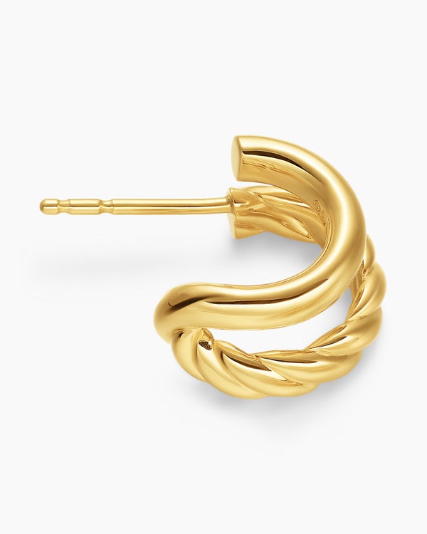 DY Mercer® Double Hoop Huggie Earrings in Sterling Silver, 13.5mm