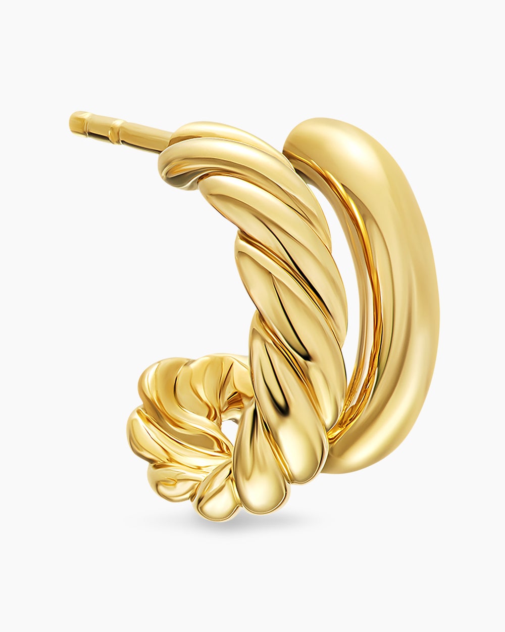 Womens DY Mercer® Double Hoop Huggie Earrings in 18ct Yellow Gold, 13.5mm