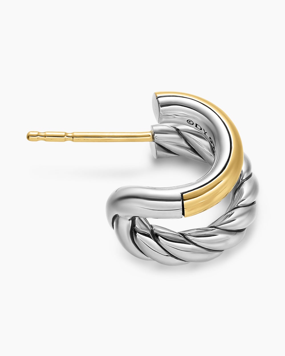 Petites créoles à double anneau DY Mercer® en argent sterling avec or jaune 18 carats, 13,5 mm pour femmes