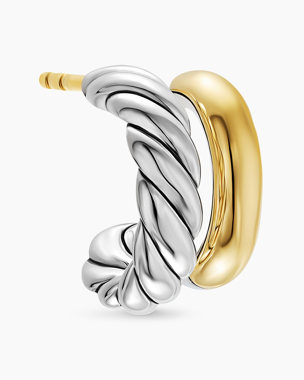 Petites créoles à double anneau DY Mercer® en argent sterling avec or jaune 18 carats, 13,5 mm pour femmes