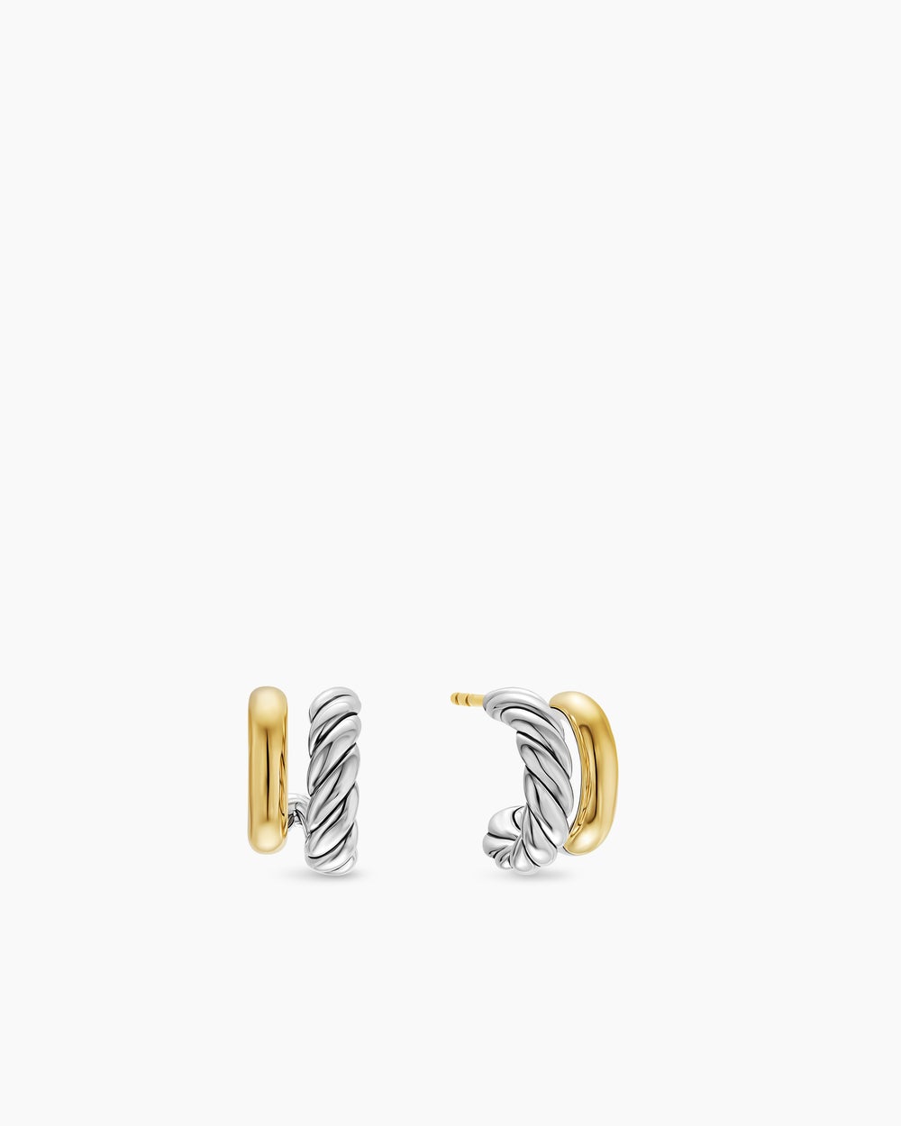 Petites créoles à double anneau DY Mercer® en argent sterling avec or jaune 18 carats, 13,5 mm pour femmes
