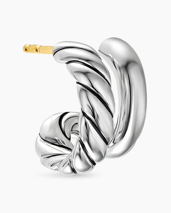 DY Mercer® Double Hoop Huggie Earrings in Sterling Silver, 13.5mm