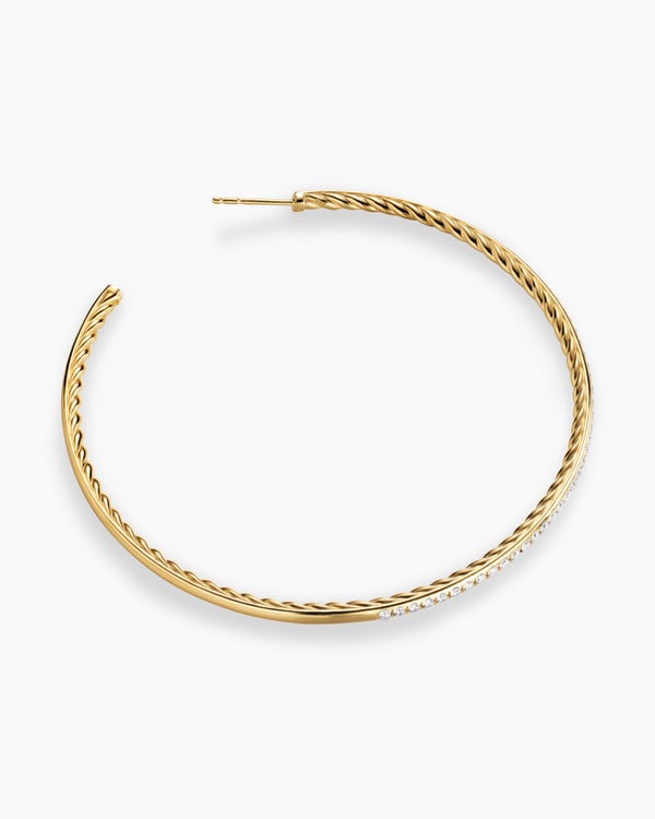 Pavé Hoop Earrings in 18K Yellow Gold with Diamonds, 63.5mm