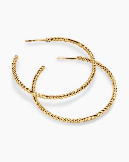 Womens Cablespira® Hoop Earrings in 18K Yellow Gold, 42.3mm