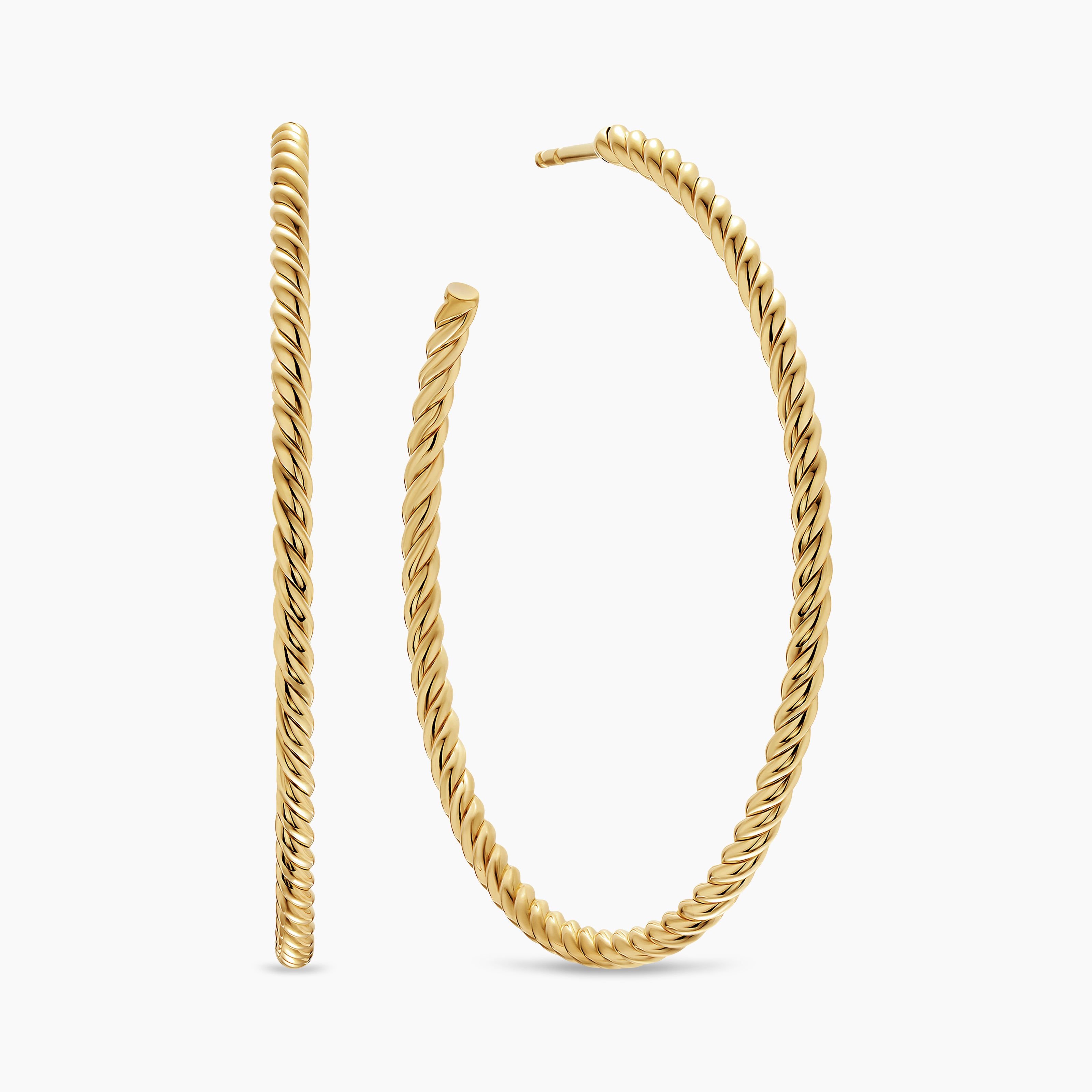 Womens Cablespira&reg; Hoop Earrings in 18K Yellow Gold, 42.3mm