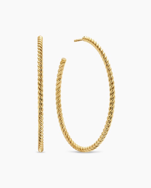 Womens Cablespira® Hoop Earrings in 18K Yellow Gold, 42.3mm