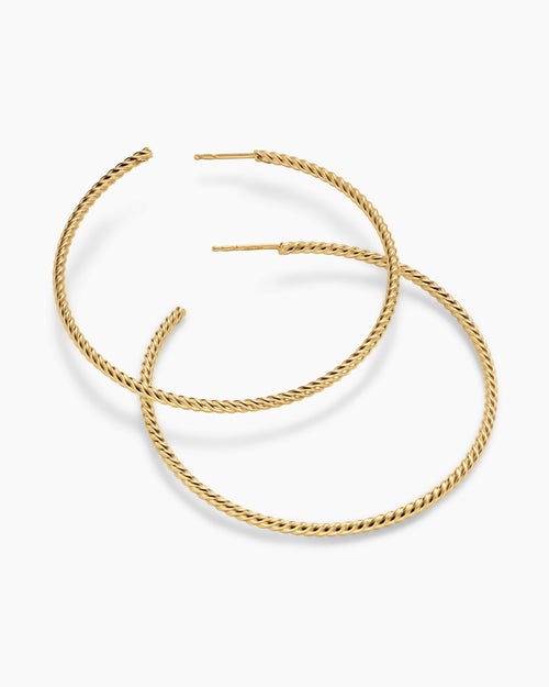 Womens Cablespira® Hoop Earrings in 18K Yellow Gold, 55mm
