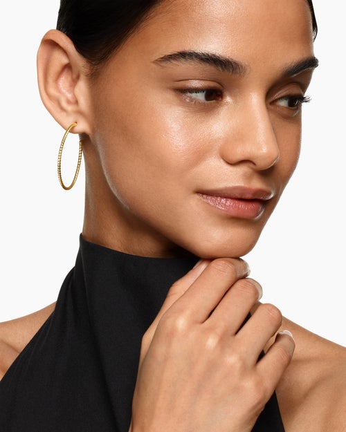 Womens Cablespira® Hoop Earrings in 18K Yellow Gold, 55mm