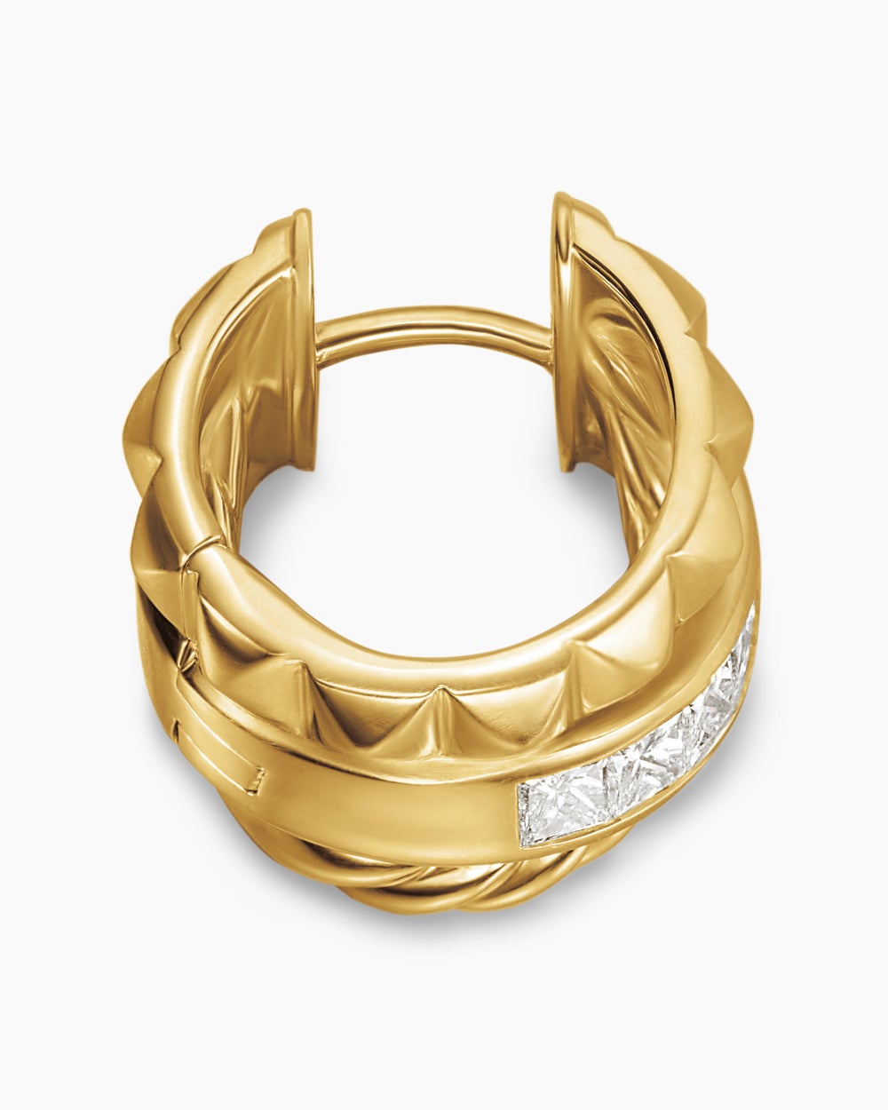Petites créoles Crossover Trio en or jaune 18 carats avec diamants, 26,5 mm femme