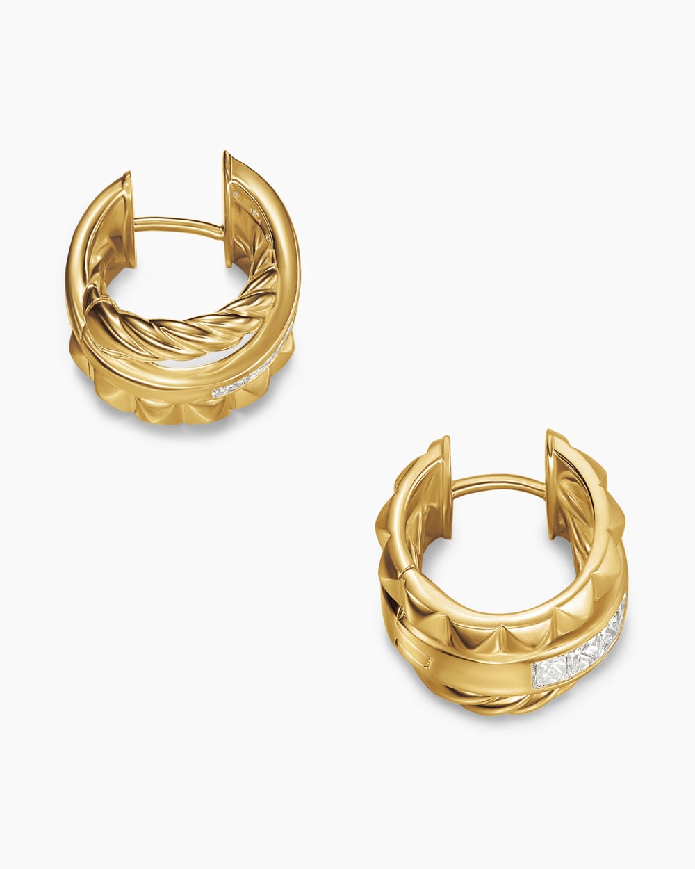 Petites créoles Crossover Trio en or jaune 18 carats avec diamants, 26,5 mm femme