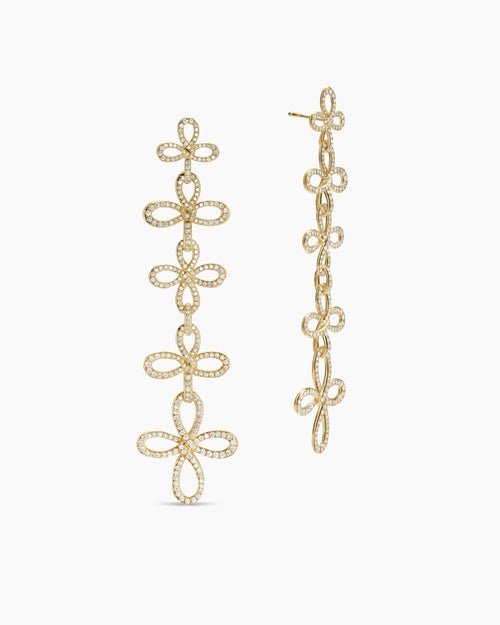 Womens Wisteria® Statement Earrings in 18K Yellow Gold with Diamonds, 90mm