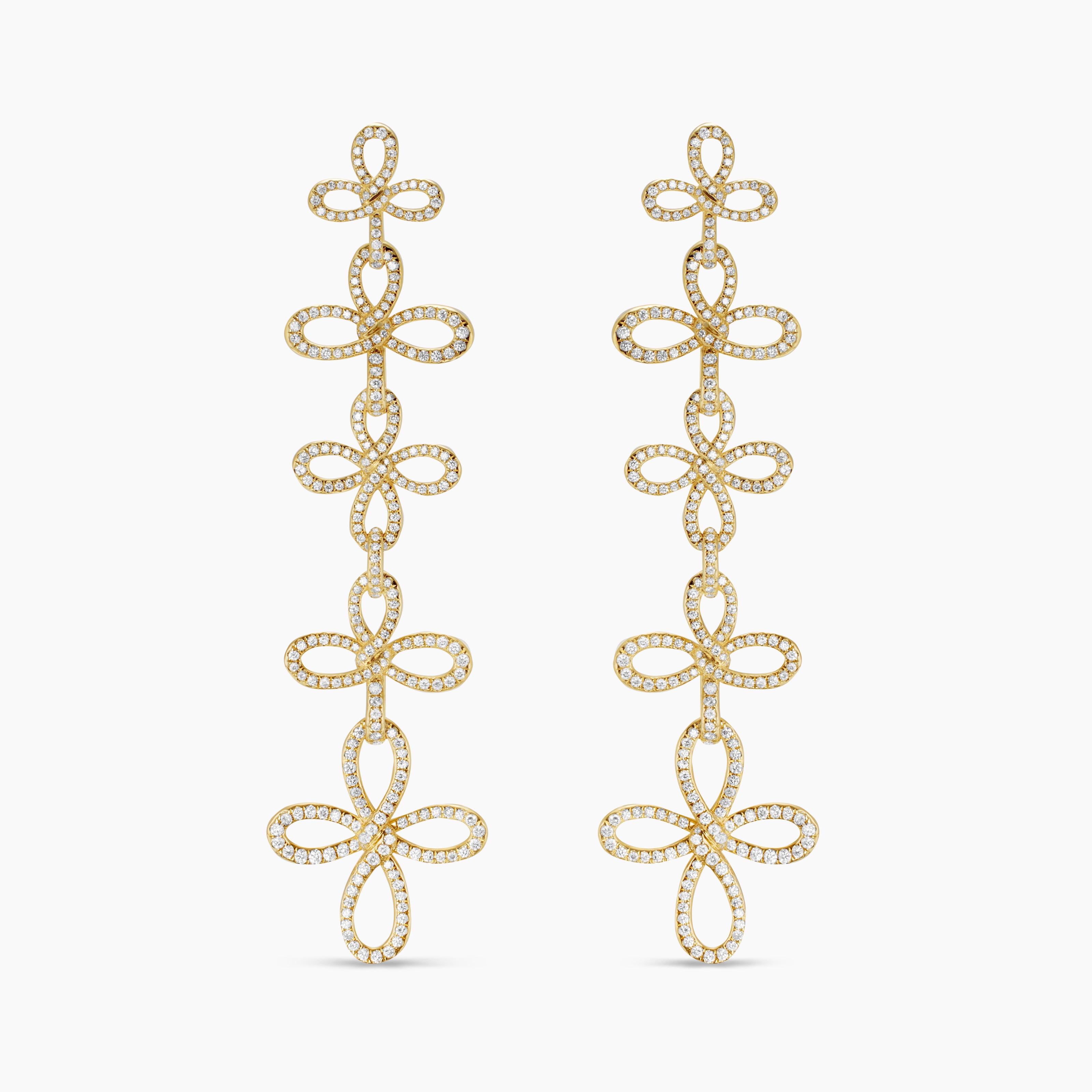 Womens Wisteria&reg; Statement Earrings in 18K Yellow Gold with Diamonds, 90mm