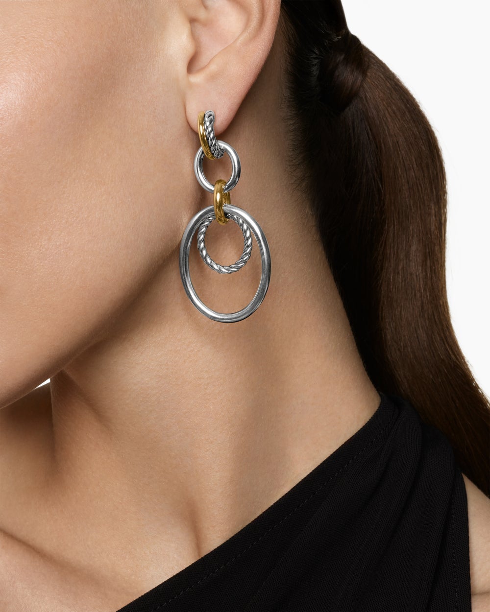 Womens DY Mercer® Mobile Drop Earrings in Sterling Silver with 18K Yellow Gold, 65.7mm