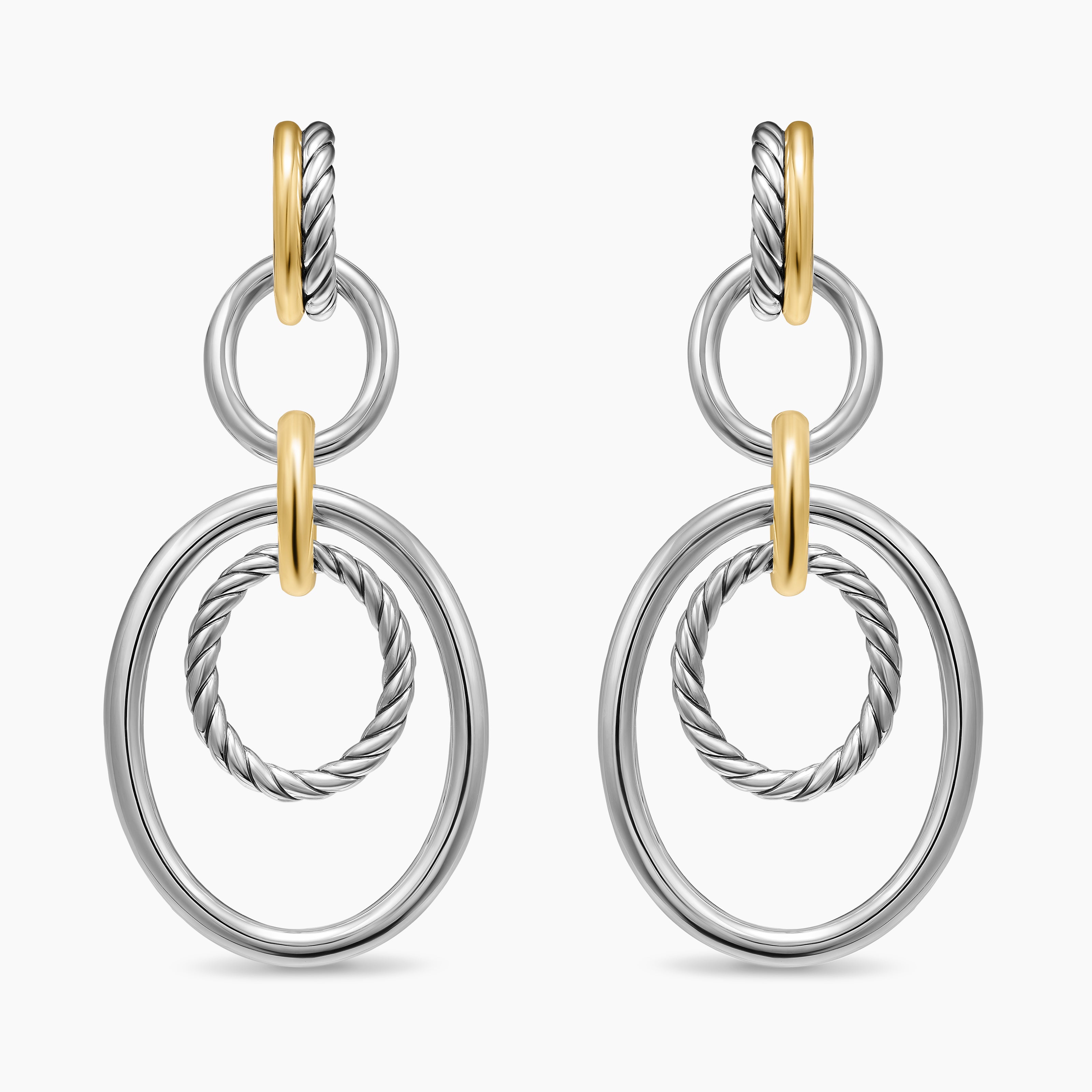 Womens DY Mercer&reg; Mobile Drop Earrings in Sterling Silver with 18K Yellow Gold, 65.7mm
