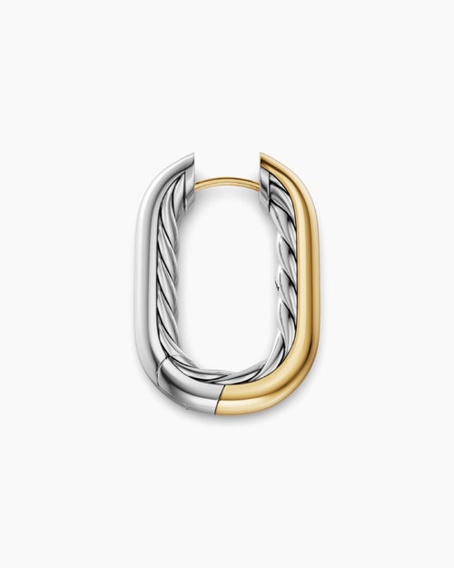 Womens DY Madison® Smooth Hoop Earrings in Sterling Silver with 14K Yellow Gold, 24.3mm