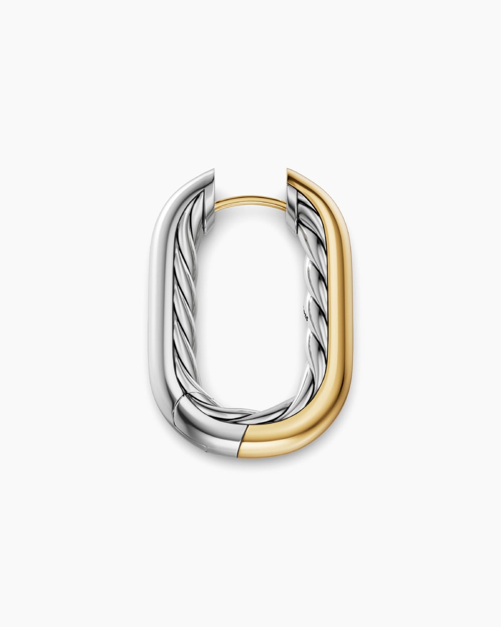 Womens DY Madison® Smooth Hoop Earrings in Sterling Silver with 14K Yellow Gold, 24.3mm