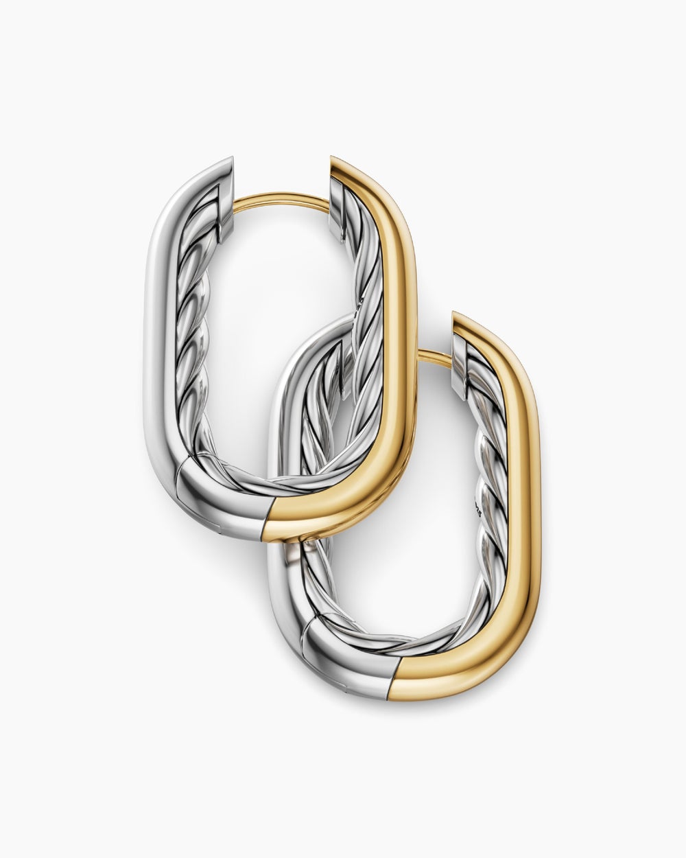 Womens DY Madison® Smooth Hoop Earrings in Sterling Silver with 14K Yellow Gold, 24.3mm