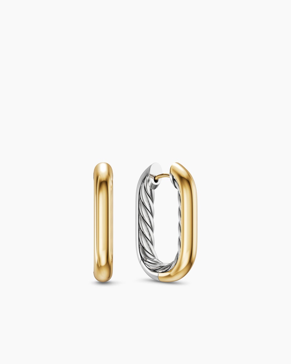 Womens DY Madison® Smooth Hoop Earrings in Sterling Silver with 14K Yellow Gold, 24.3mm