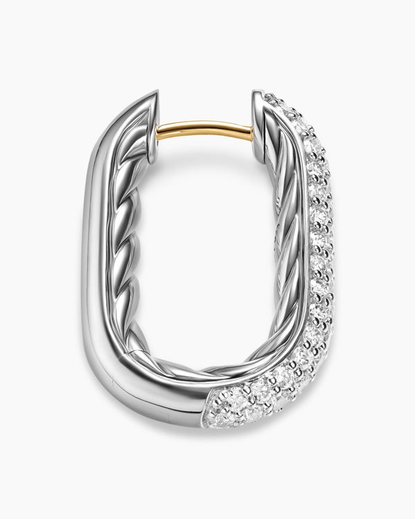 DY Madison® Smooth Hoop Earrings in Sterling Silver with Diamonds, 24.3mm
