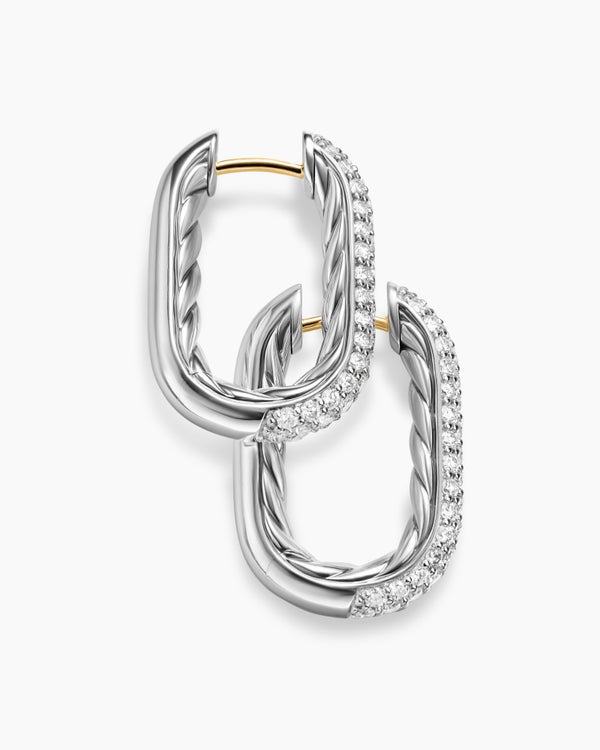 DY Madison® Smooth Hoop Earrings in Sterling Silver with Diamonds, 24.3mm