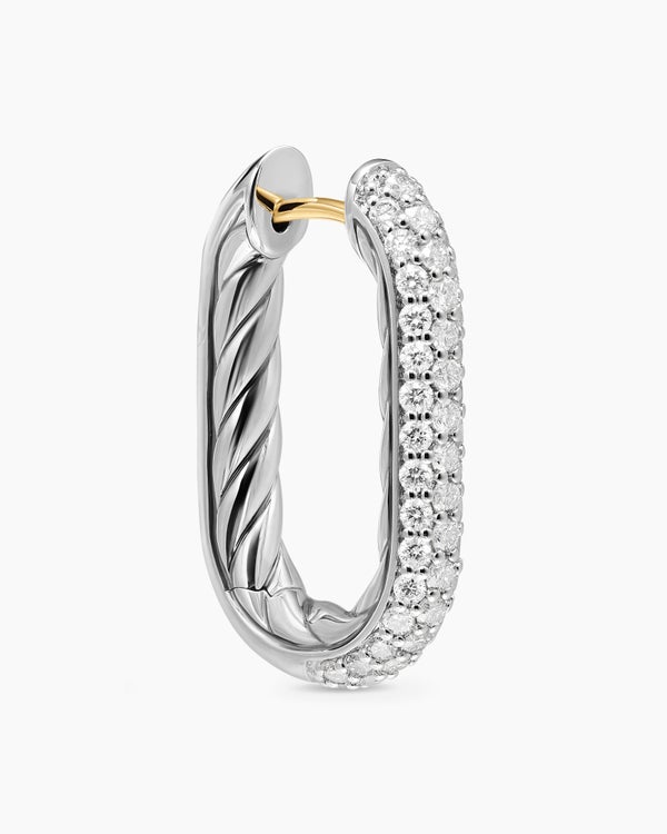 DY Madison® Smooth Hoop Earrings in Sterling Silver with Diamonds, 24.3mm