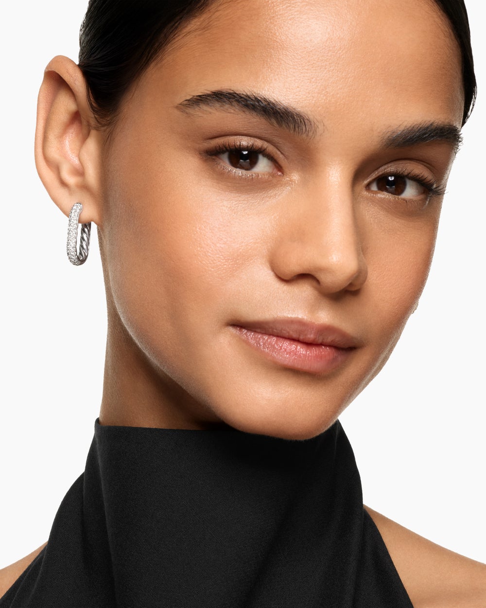 Créoles lisses DY Madison® en argent sterling avec diamants, 24,3 mm femmes