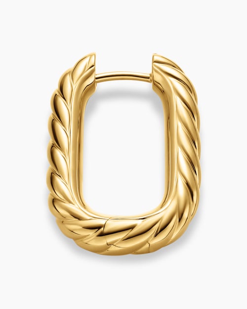 Womens DY Madison® Cable Hoop Earrings in 18K Yellow Gold, 24.3mm