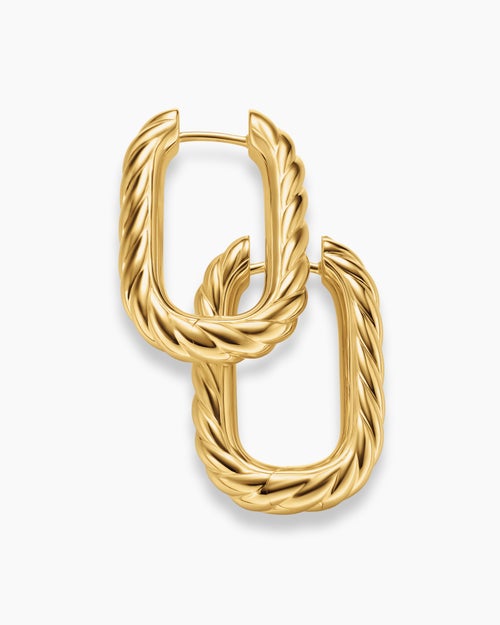 Womens DY Madison® Cable Hoop Earrings in 18K Yellow Gold, 24.3mm