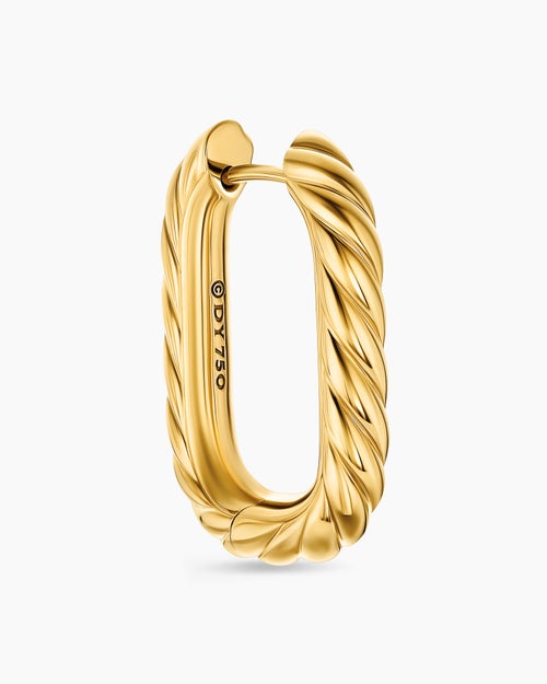 Womens DY Madison® Cable Hoop Earrings in 18K Yellow Gold, 24.3mm