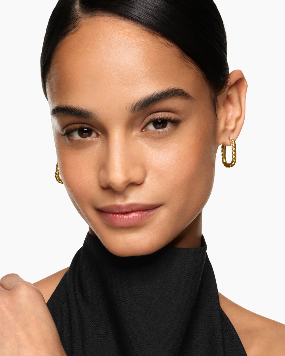 Womens DY Madison® Cable Hoop Earrings in 18K Yellow Gold, 24.3mm