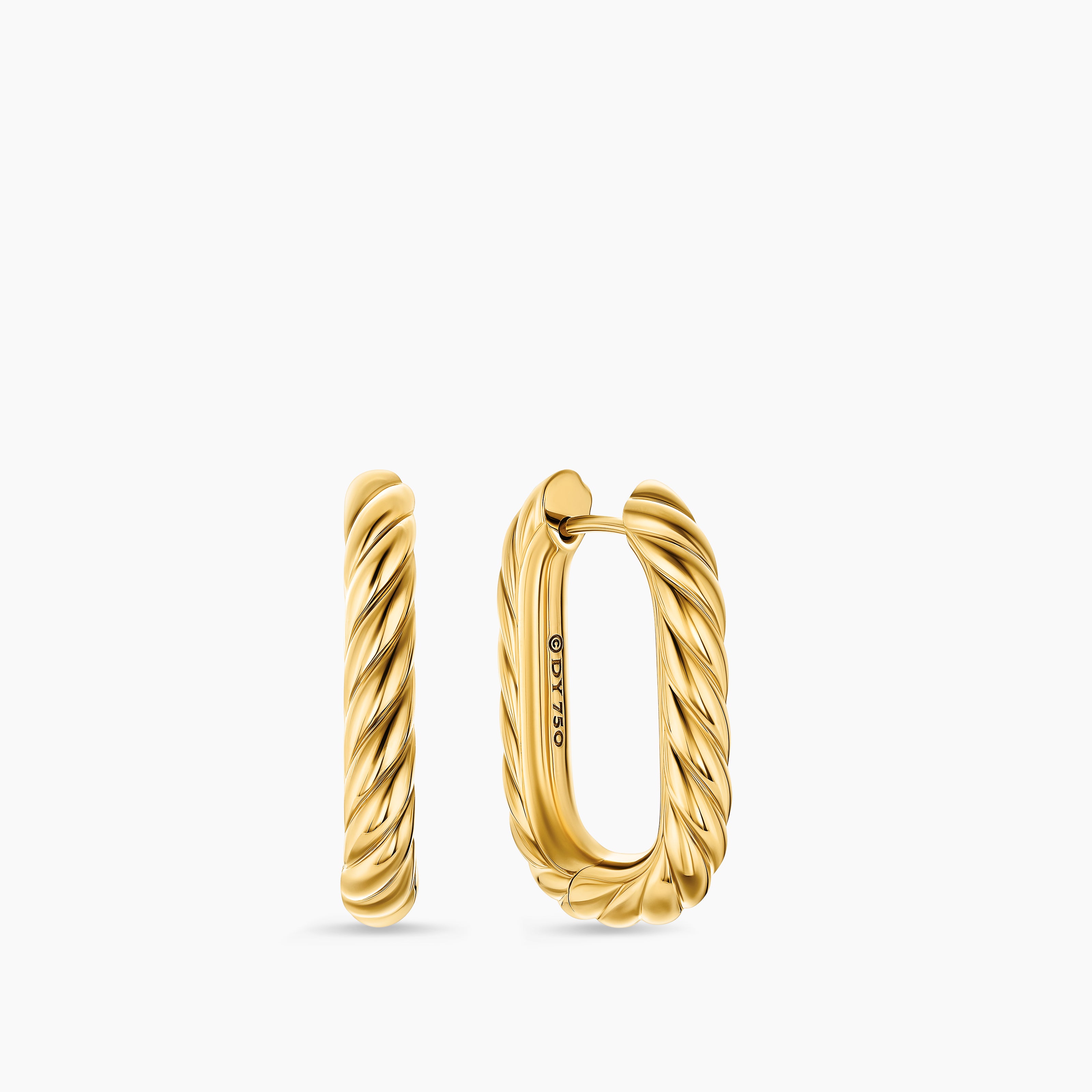 Womens DY Madison&reg; Cable Hoop Earrings in 18K Yellow Gold, 24.3mm