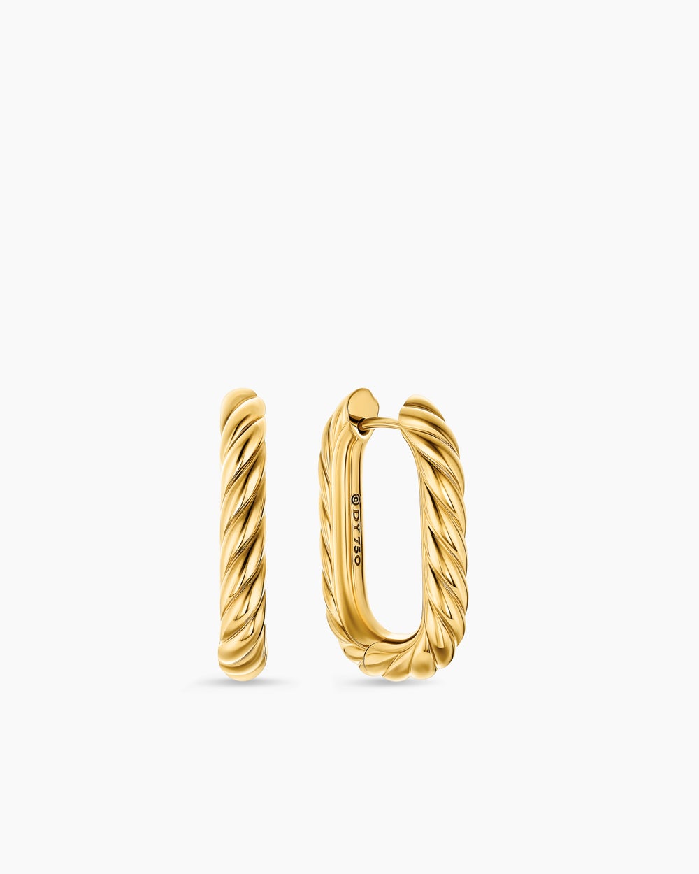 Womens DY Madison® Cable Hoop Earrings in 18K Yellow Gold, 24.3mm