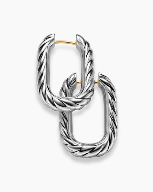 Womens DY Madison® Cable Hoop Earrings in Sterling Silver, 24.3mm