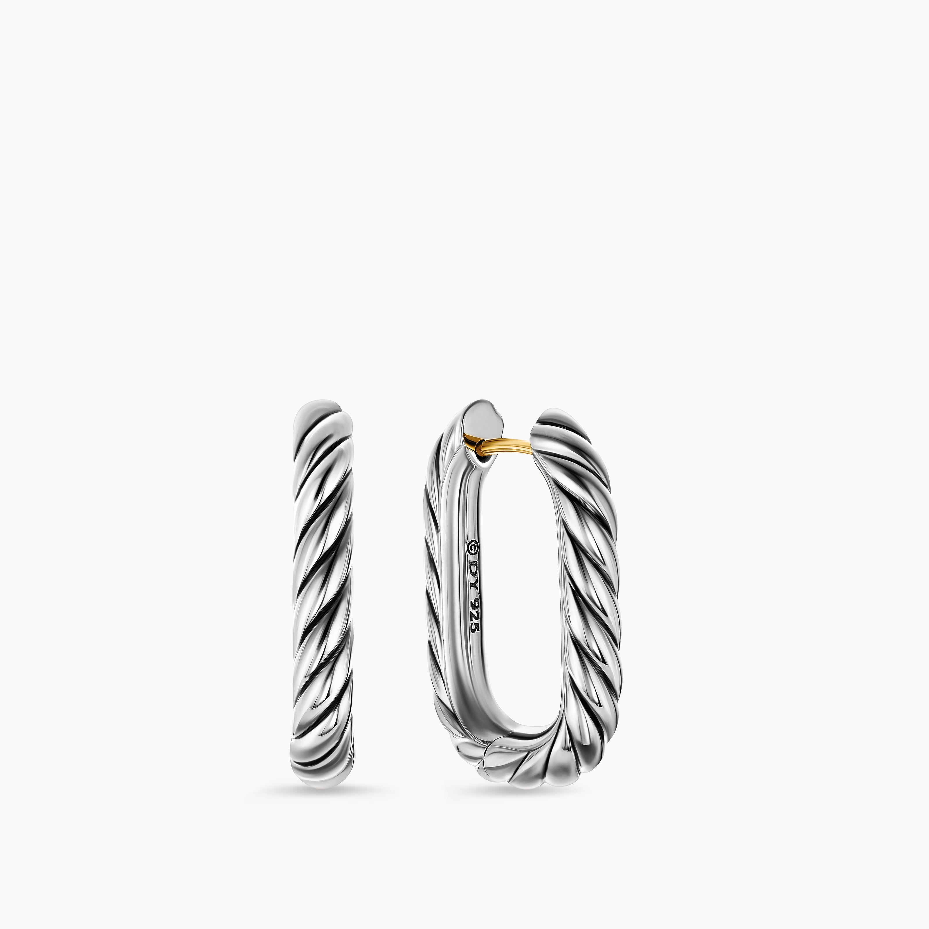Womens DY Madison&reg; Cable Hoop Earrings in Sterling Silver, 24.3mm