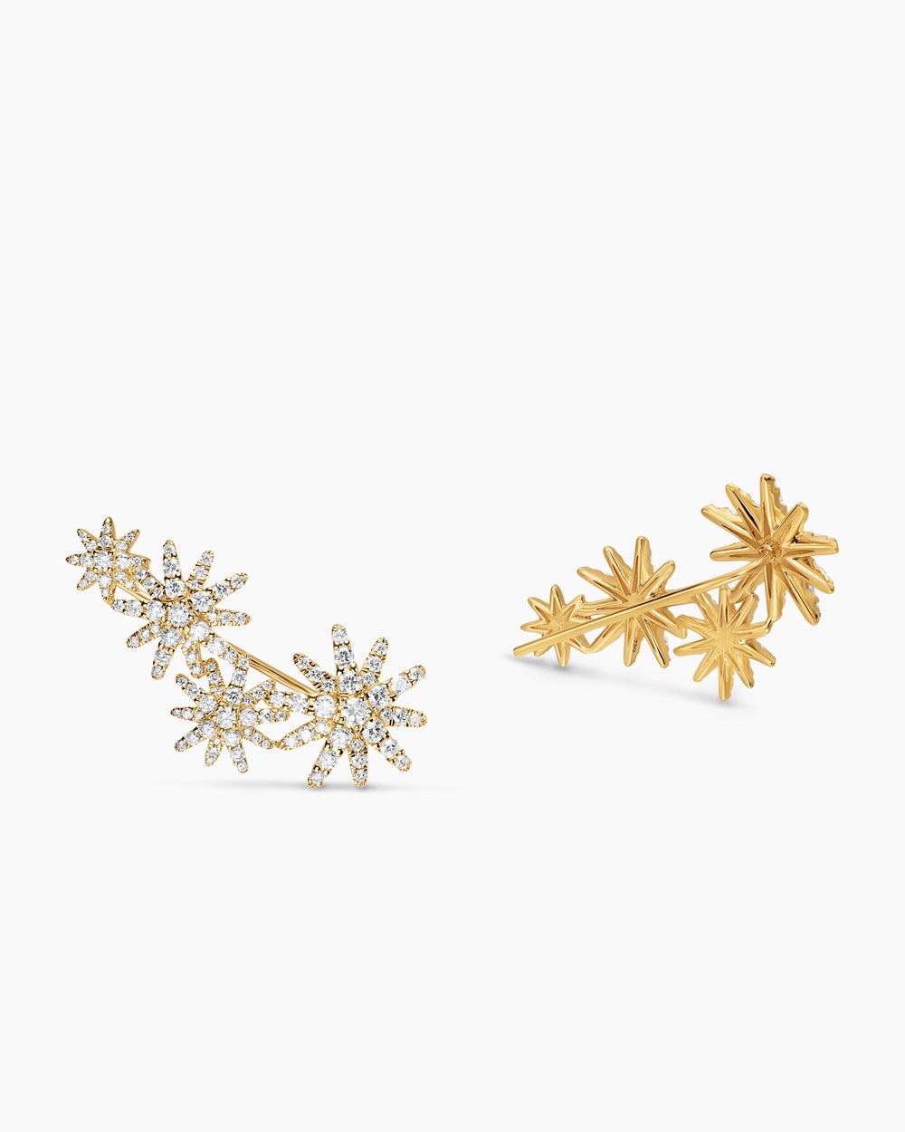 Boucles d’oreilles grimpantes Starburst Climber en or jaune 18 carats avec pavé de diamants intégral, 26,9 mm femmes