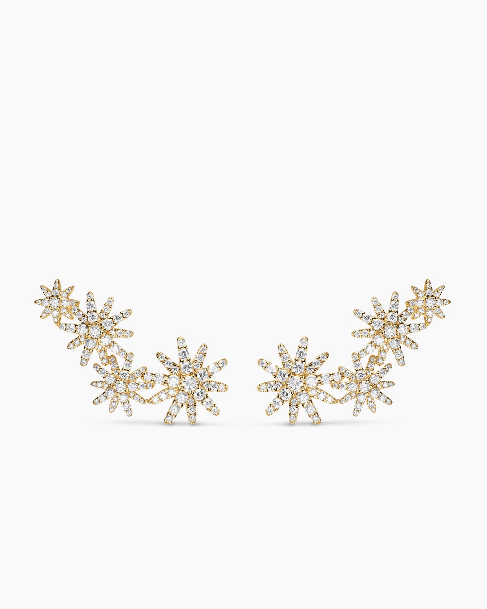 Boucles d’oreilles grimpantes Starburst Climber en or jaune 18 carats avec pavé de diamants intégral, 26,9 mm femmes